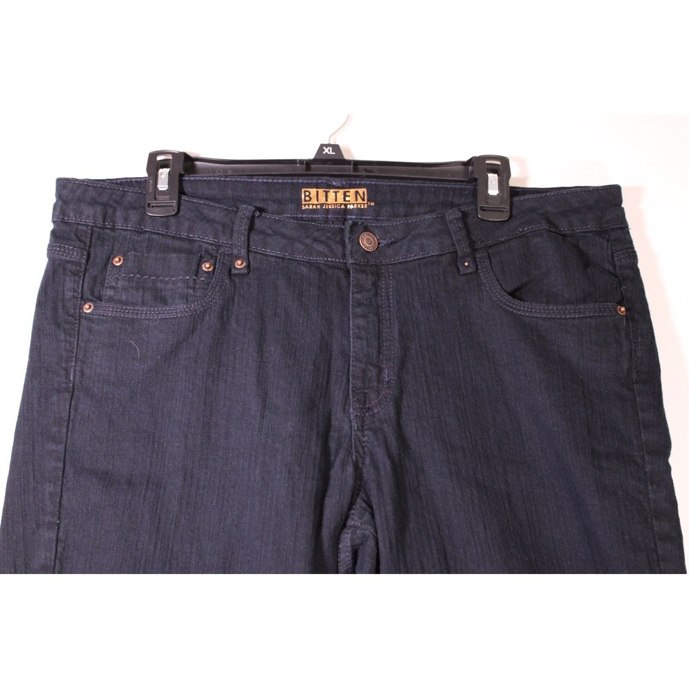 Bitten Sarah Jessica Parker Jeans Dark Wash Blue Pants Size 16 Leg Side Zip